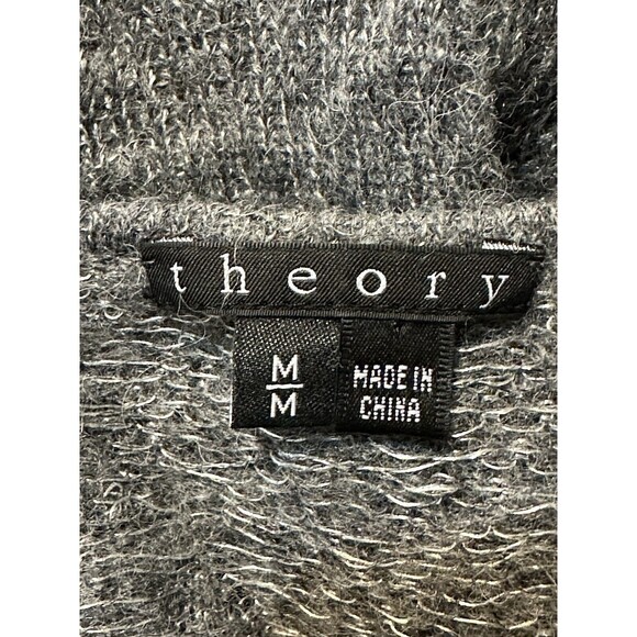 Theory Jivana Wenge Size M Sheer Baby Alpaca Wool Gray Sweater Luxury Staple - Picture 12 of 13